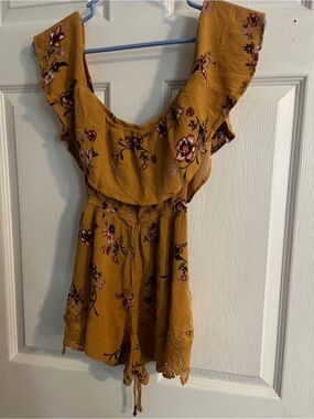 Socialite Mustard Floral Ruffle Romper